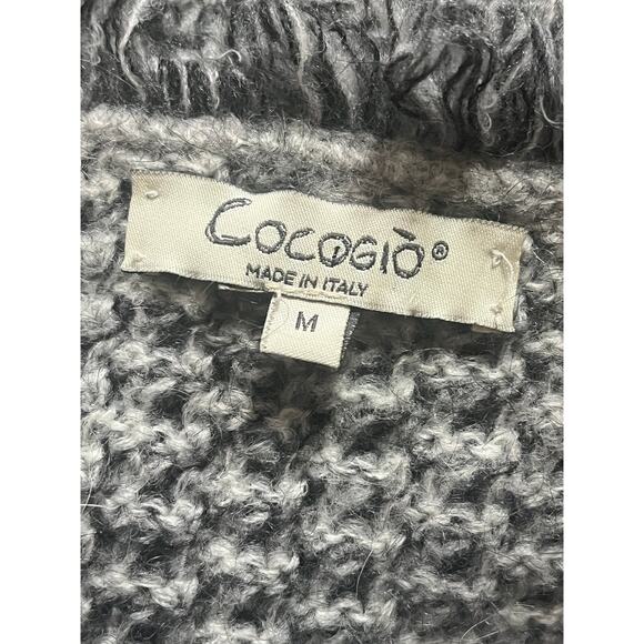 Women's Cocogio gray tweed open winter fall wool blend cardigan sweater size M - Picture 4 of 6